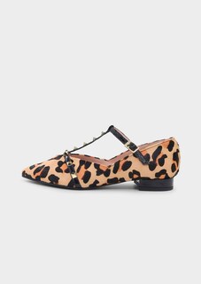 Leopard-print ballet flats with studs and patent straps thumbnail 3