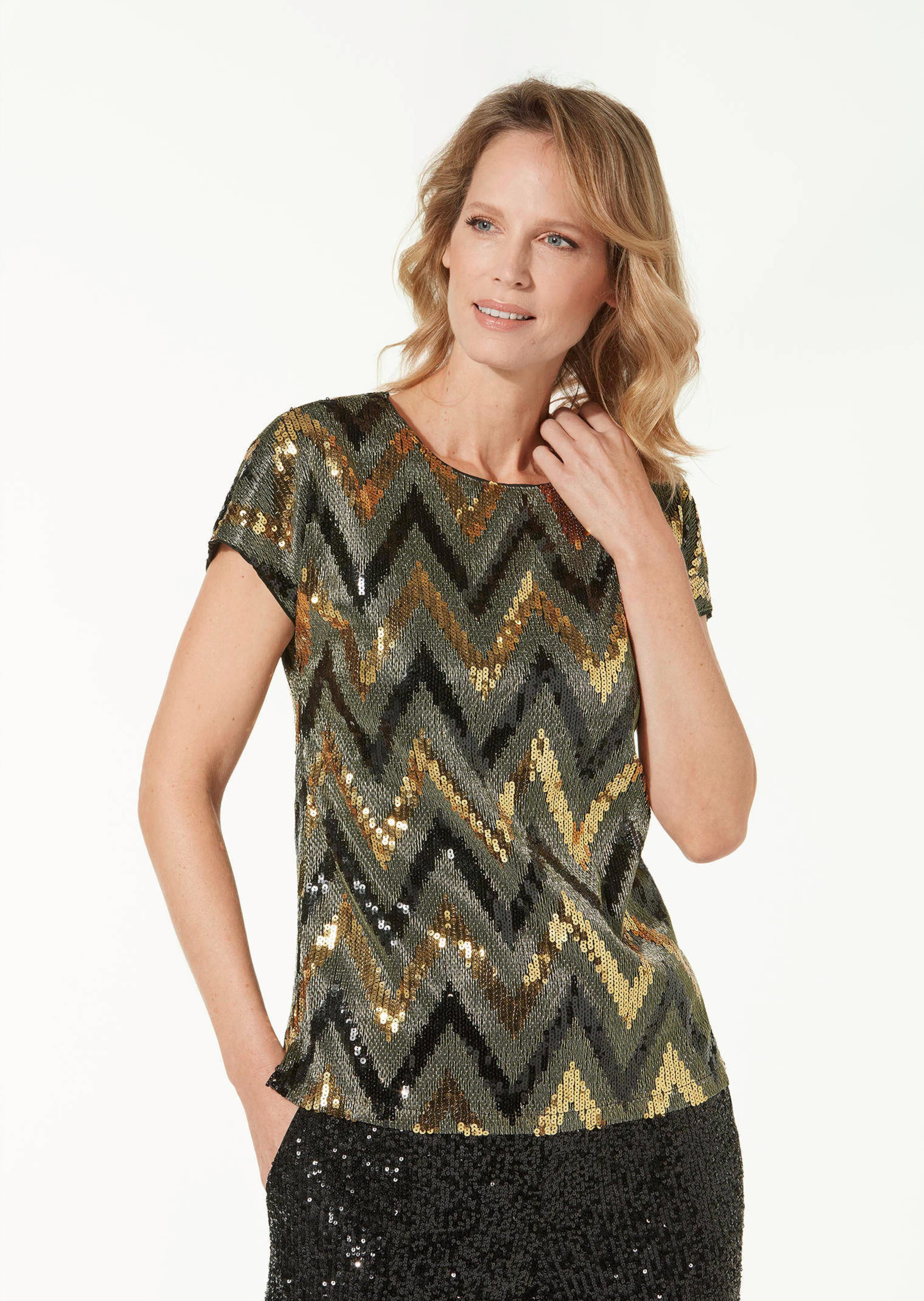 Elegantes Paillettenshirt im Zickzack-Muster