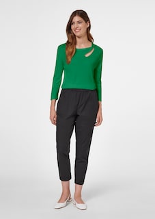 Fine knit jumper with 3/4-length sleeves and cut-out thumbnail 3