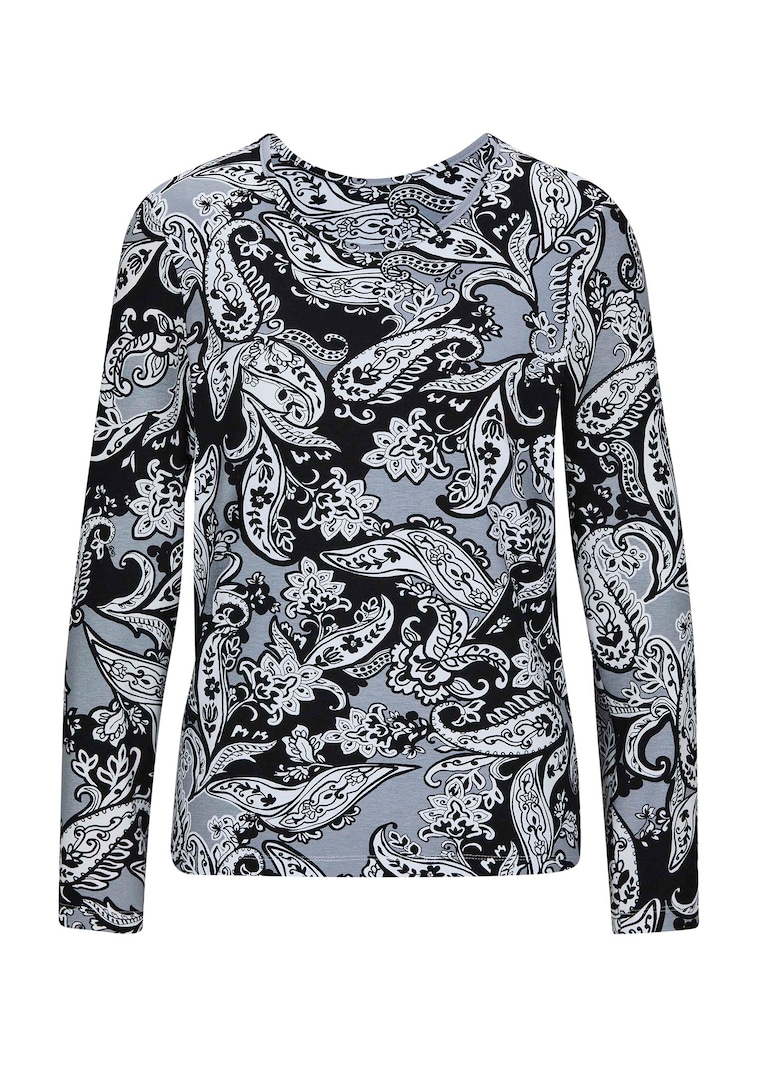Viskoseshirt mit kontraststarkem Paisleymuster