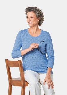 Verzorgde ajour pullover met vrouwelijke accenten thumbnail 3