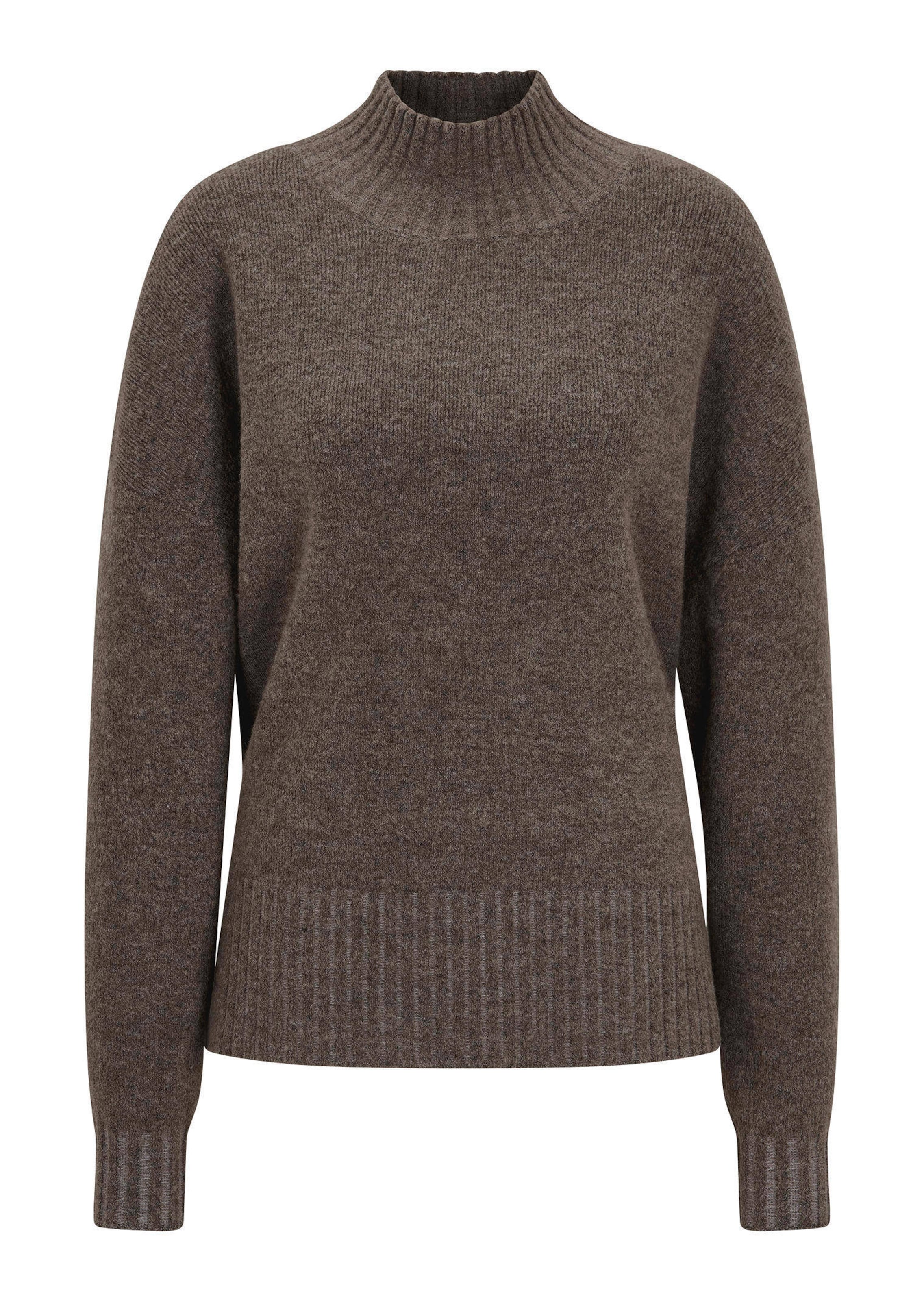 Tricot pullover met hoge gebreide boord bij de ronde hals