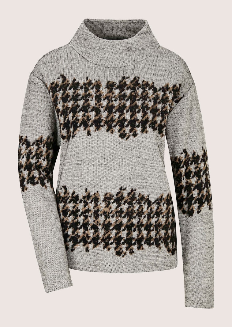 Jacquard sweatshirt met pied-de-poule