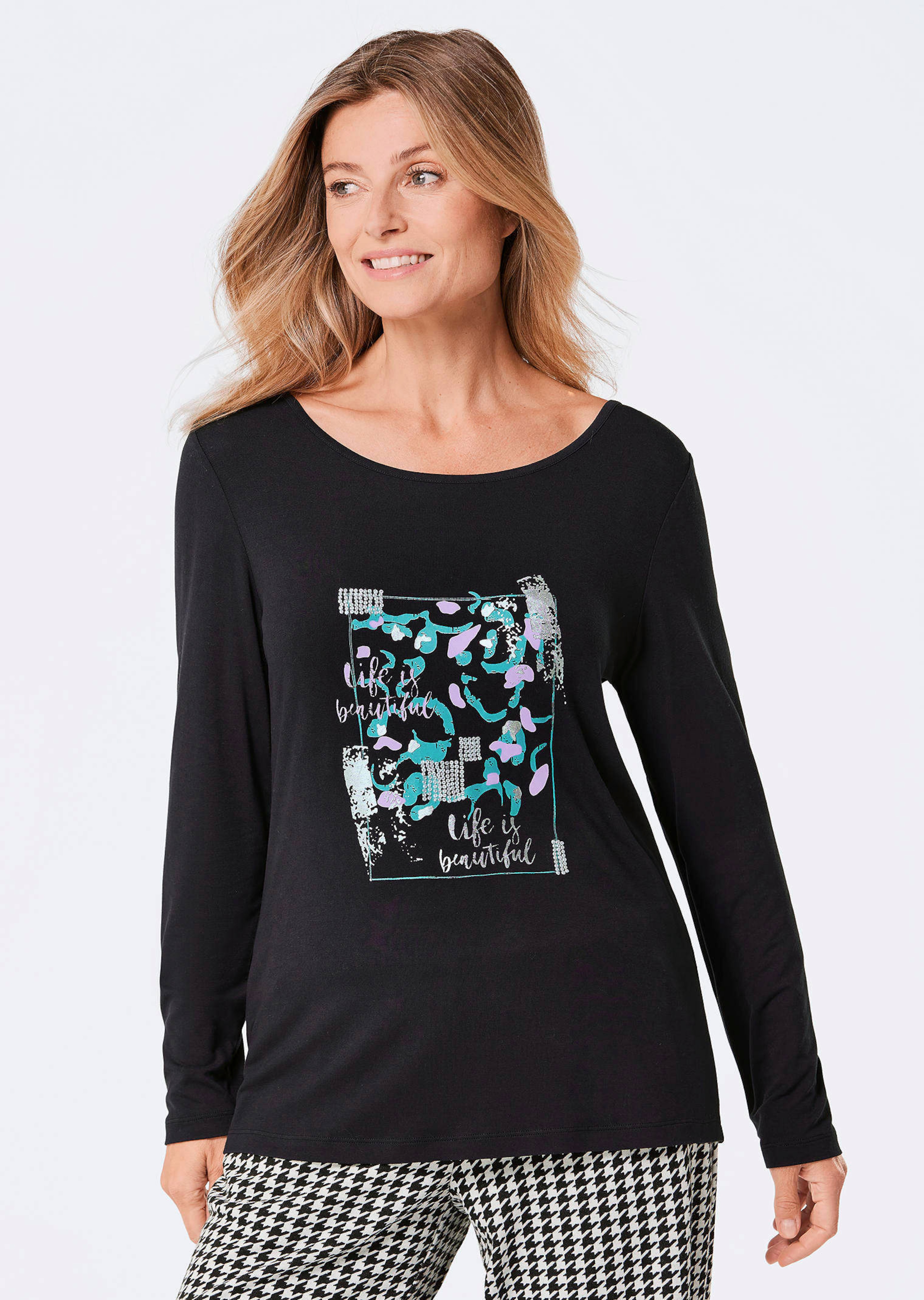 T-shirt à manches longues avec imprimé pailleté