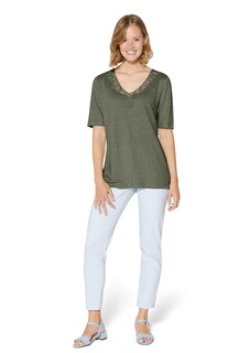 Short-sleeve linen top with lace thumbnail 3