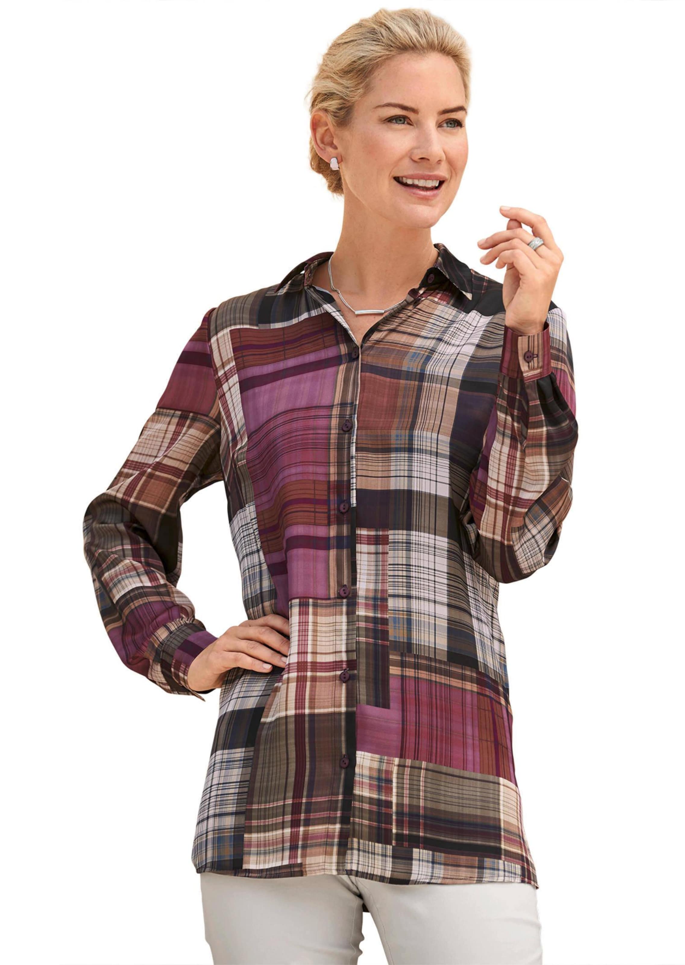 Abstrakte Druckbluse mit leichtem Glanz
