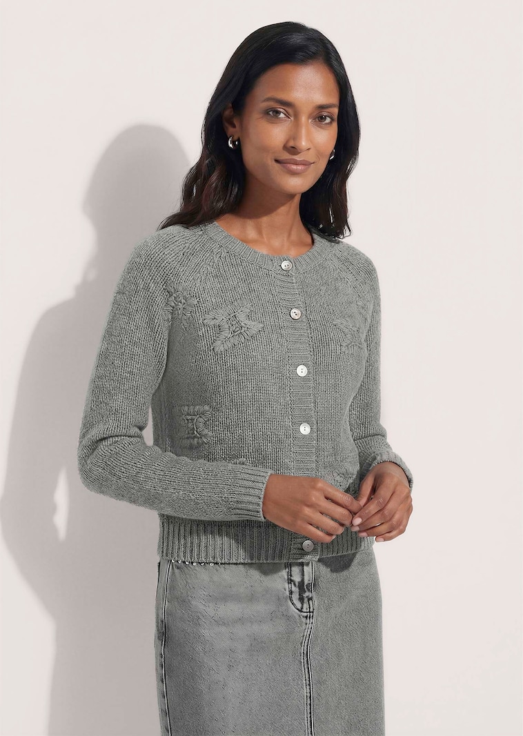 Kaschmir-Strickjacke mit Handstickerei
