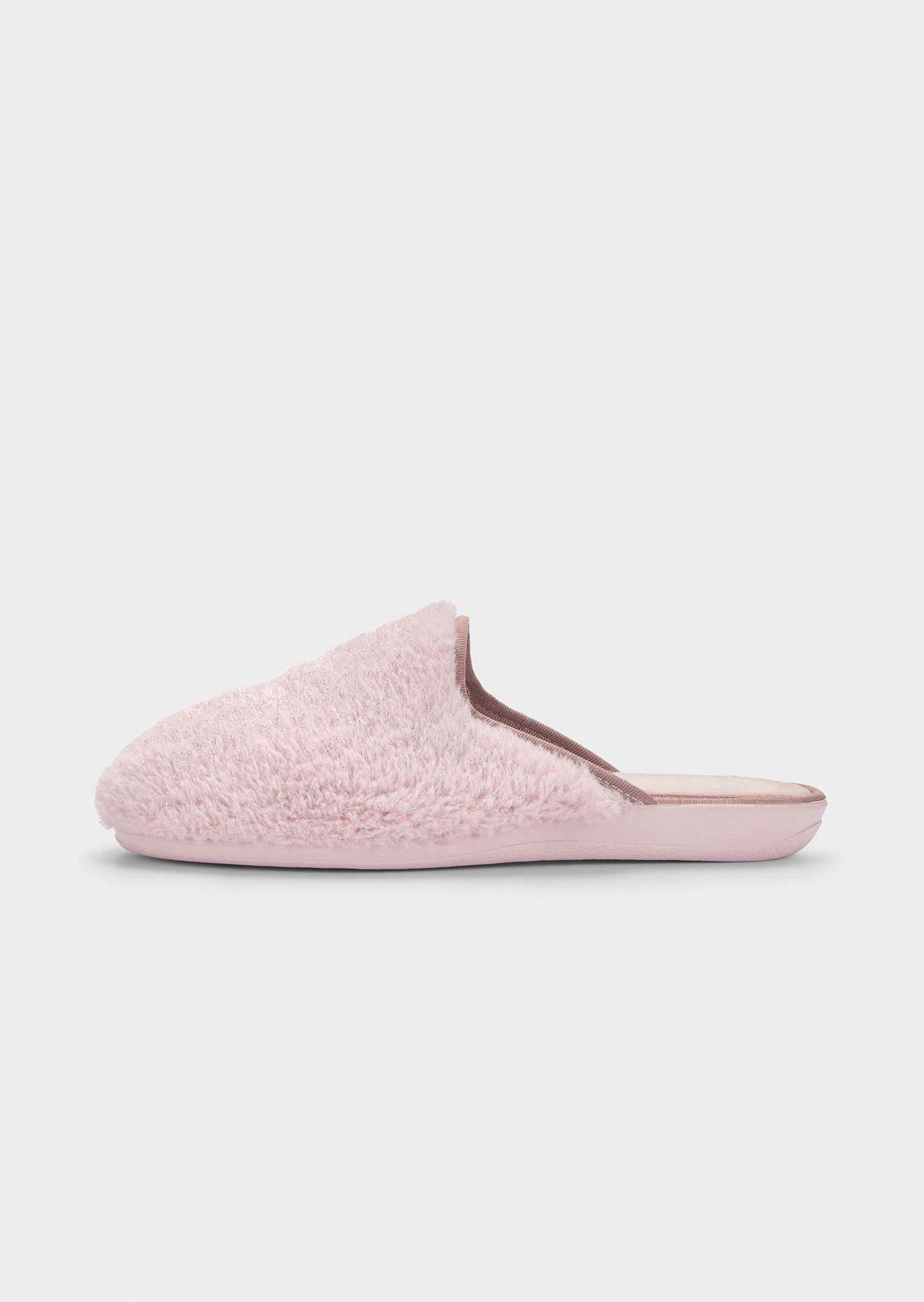 Pluchen pantoffels met zool met grip