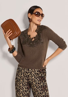 Feinstrickpullover mit Spitzenbesatz thumbnail 5