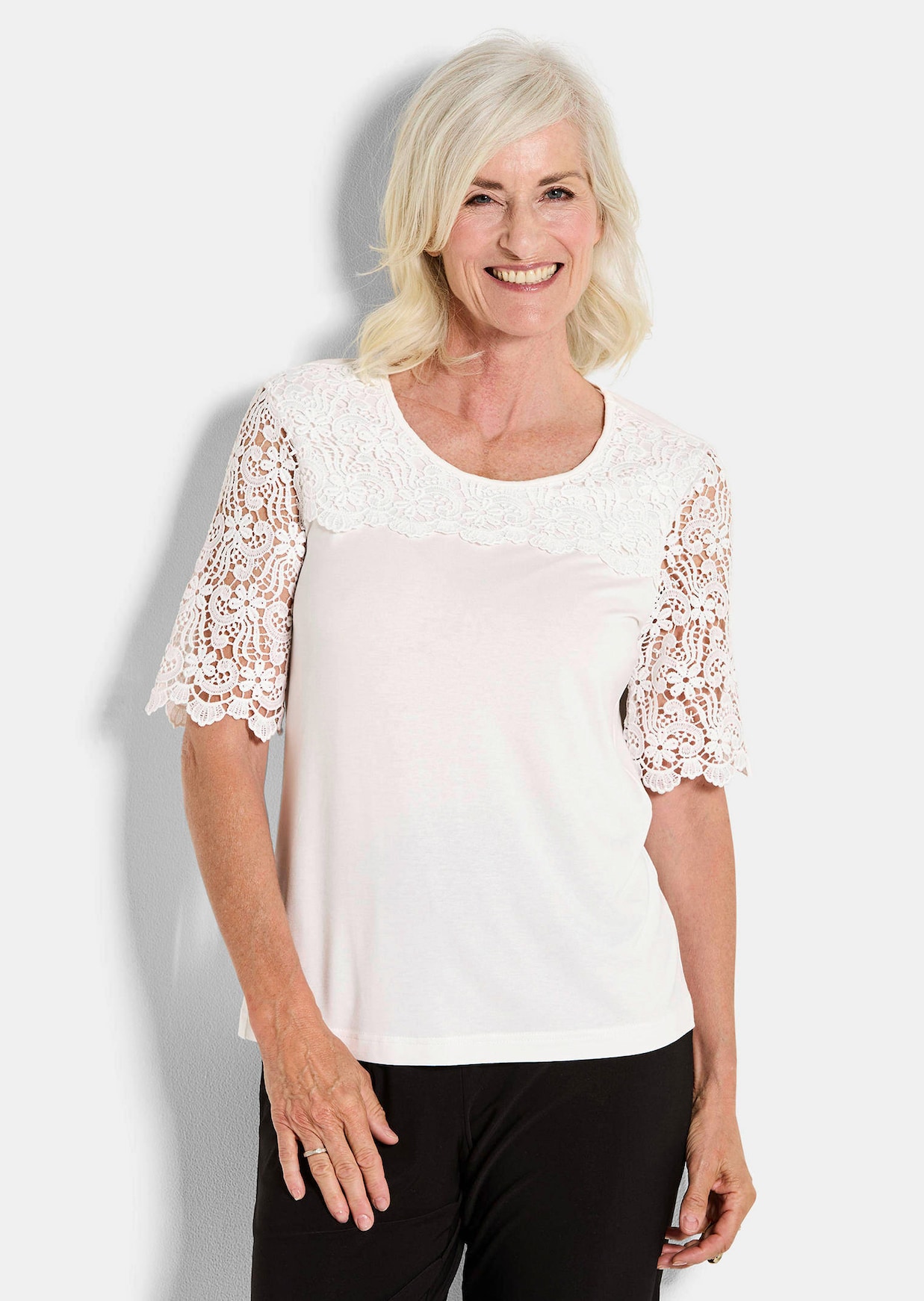 Shirt met expressieve kant