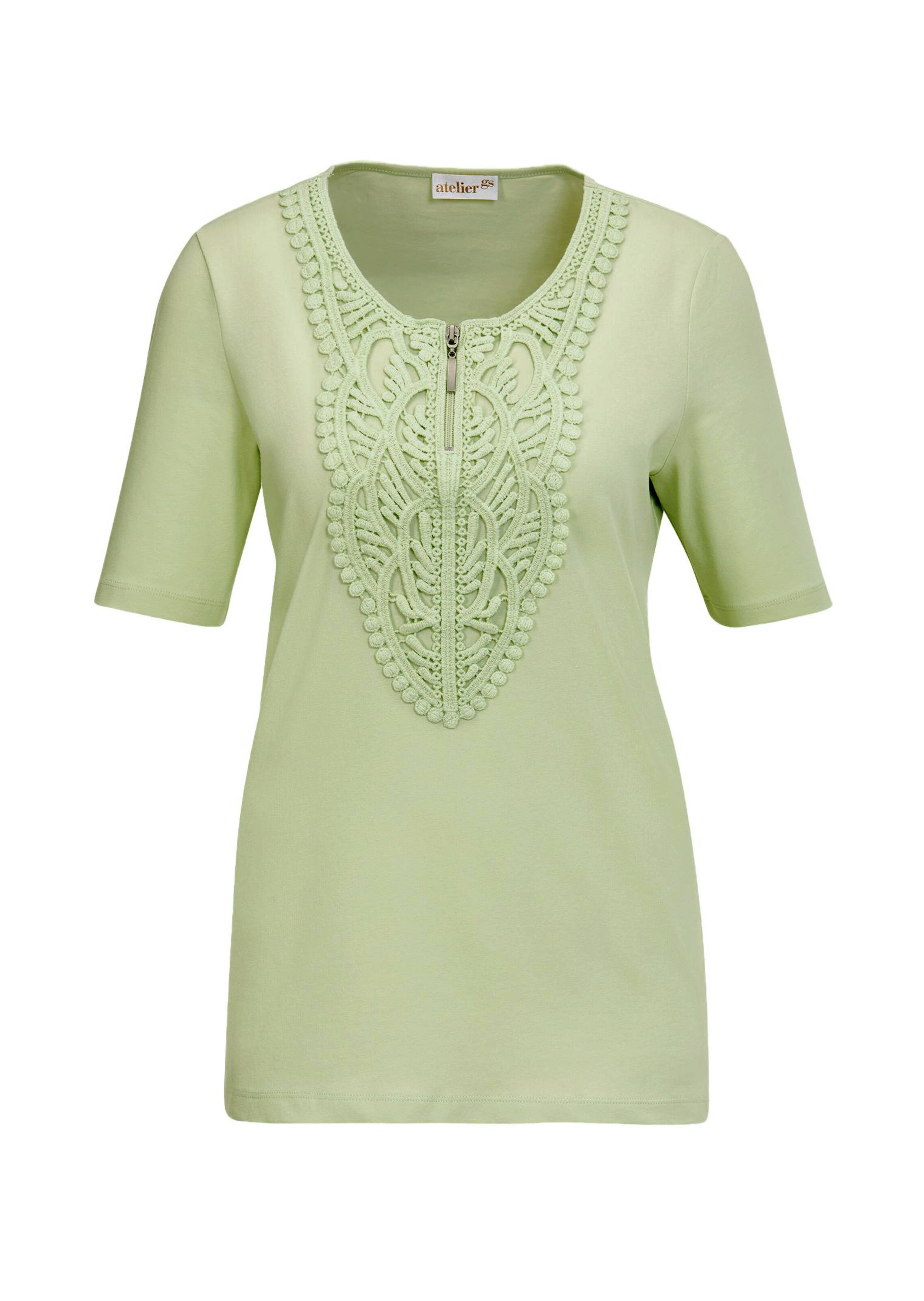Shirt met ronde hals en gehaakt kant thumbnail 6