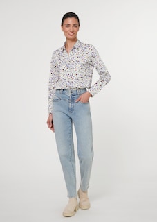 Kurze Boxy-Bluse mit Millefleurs-Print thumbnail 3