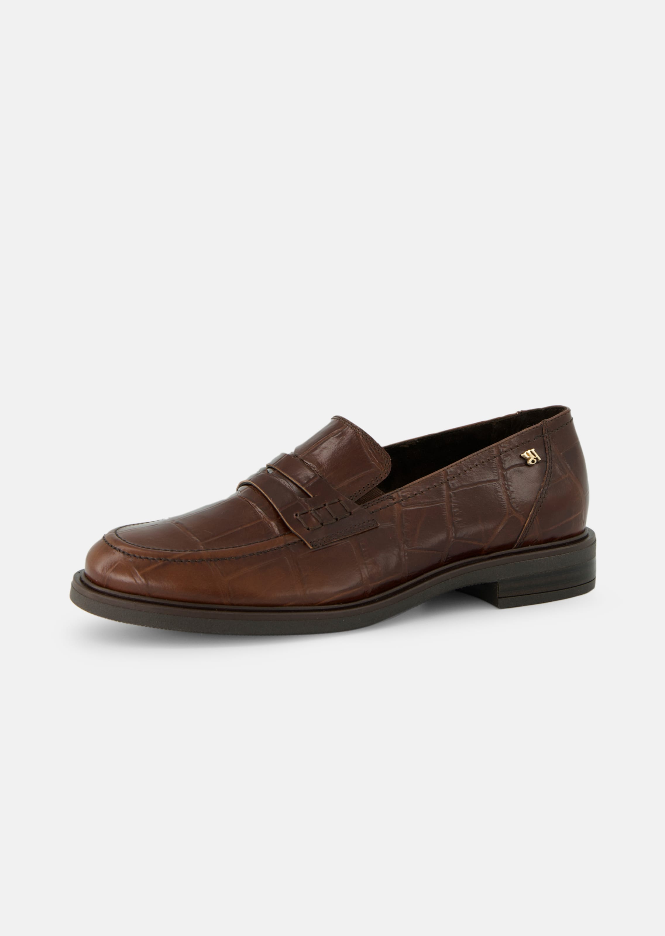 Leather loafers with crocodile embossing