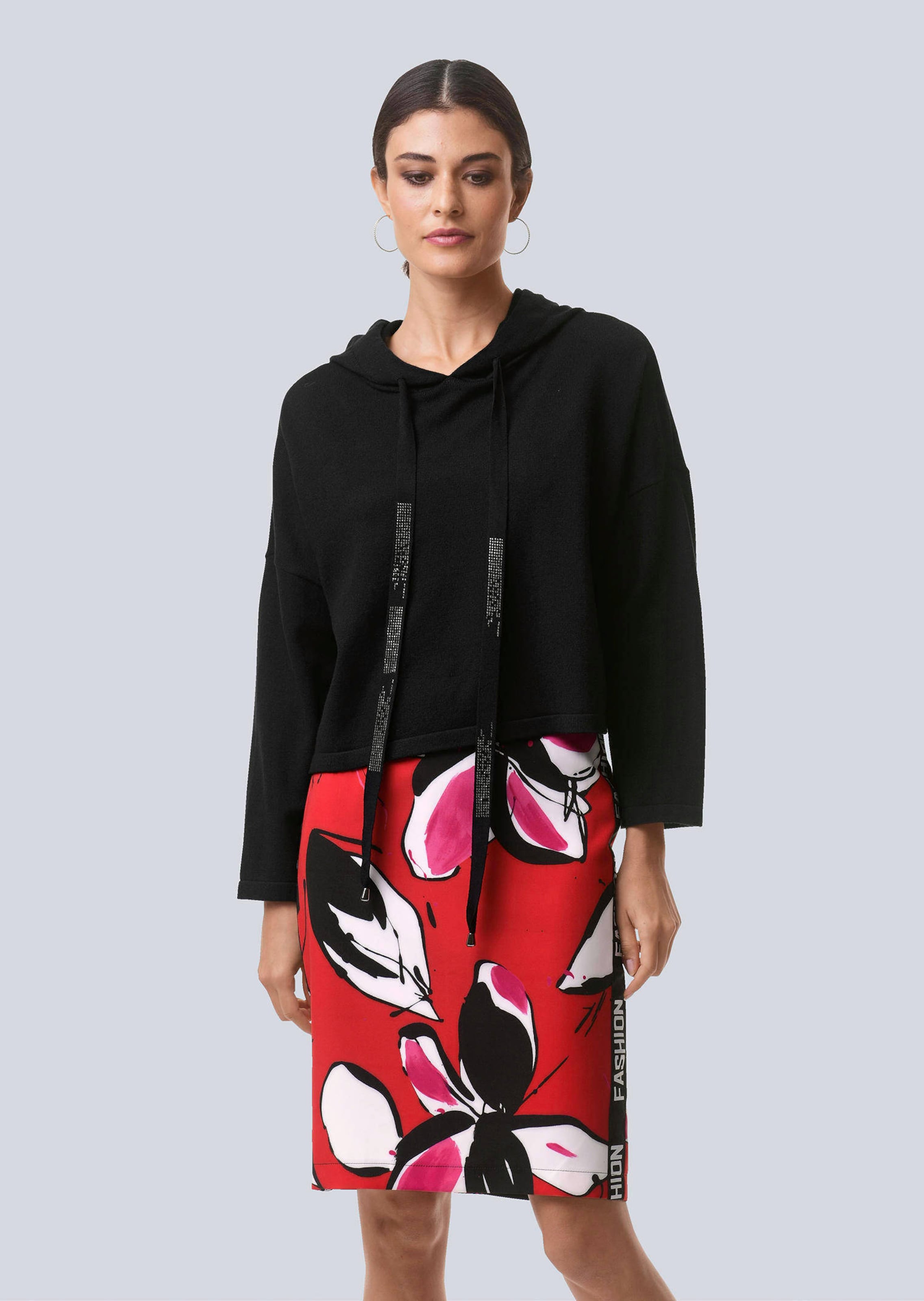 Rock mit floralem Print und Seitenstreifen