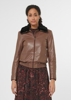 Leder-Blouson mit abnehmbarem Fake-Fur-Kragen thumbnail 2