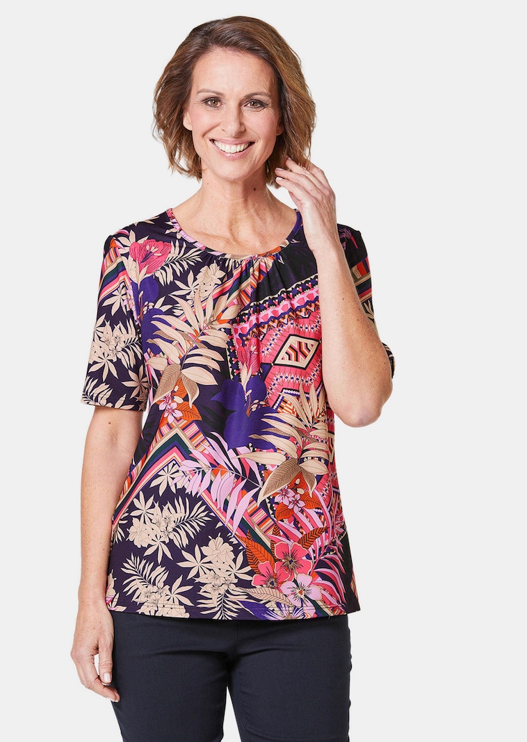 T-shirt extensible avec imprimé mode