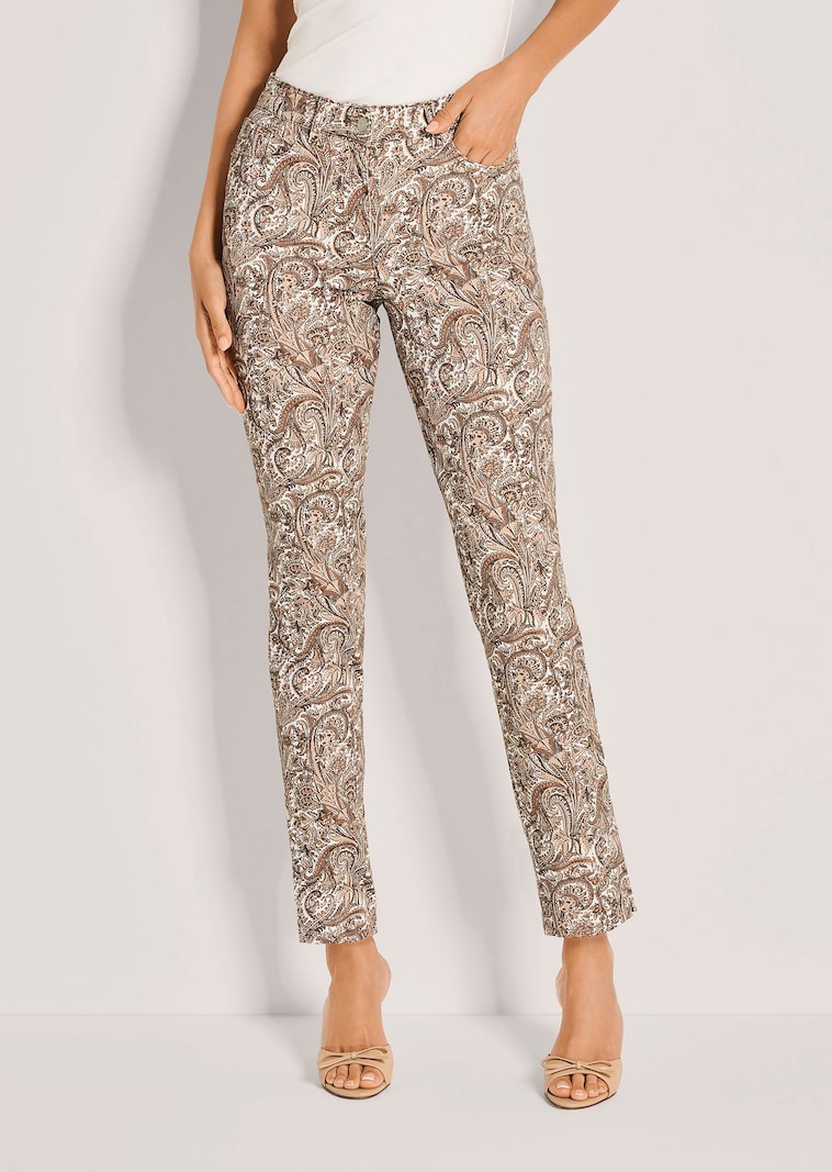 Denimhose mit Paisley-Print