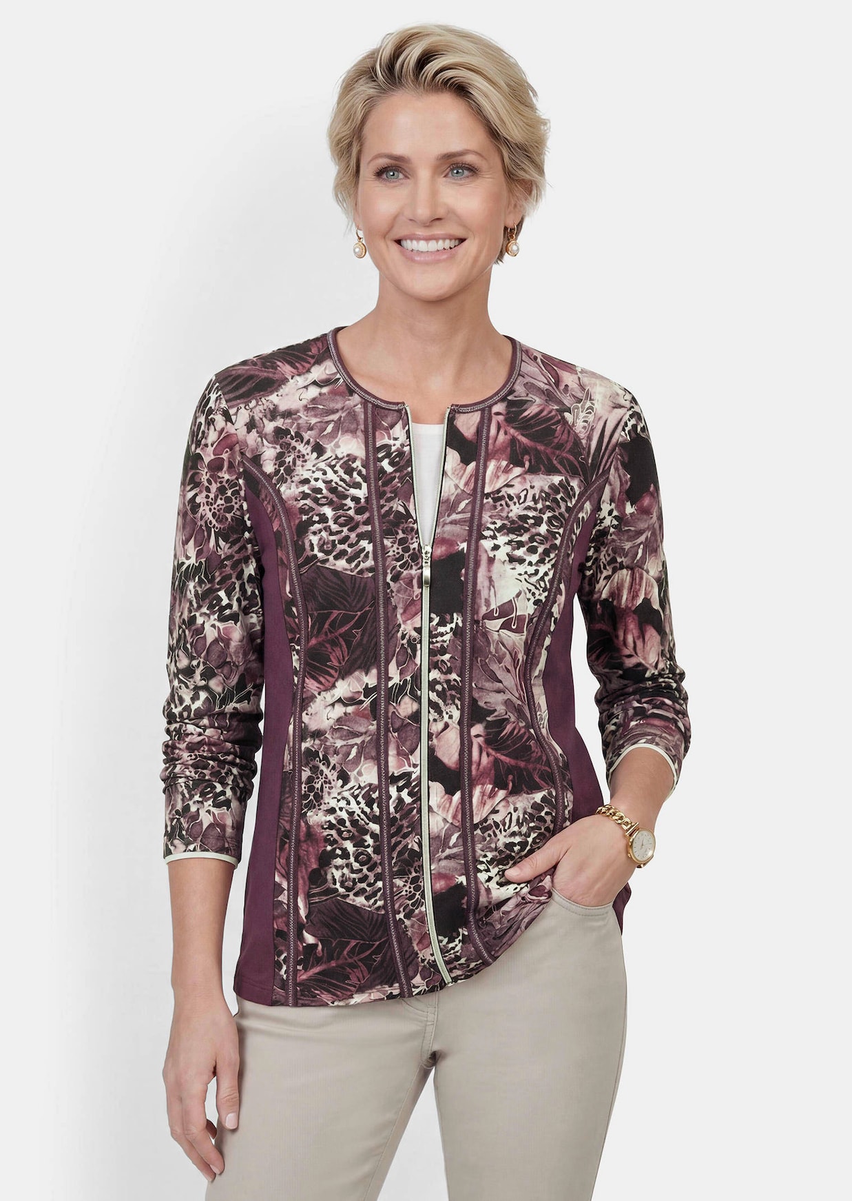 Getailleerd shirtjasje van viscose-jersey