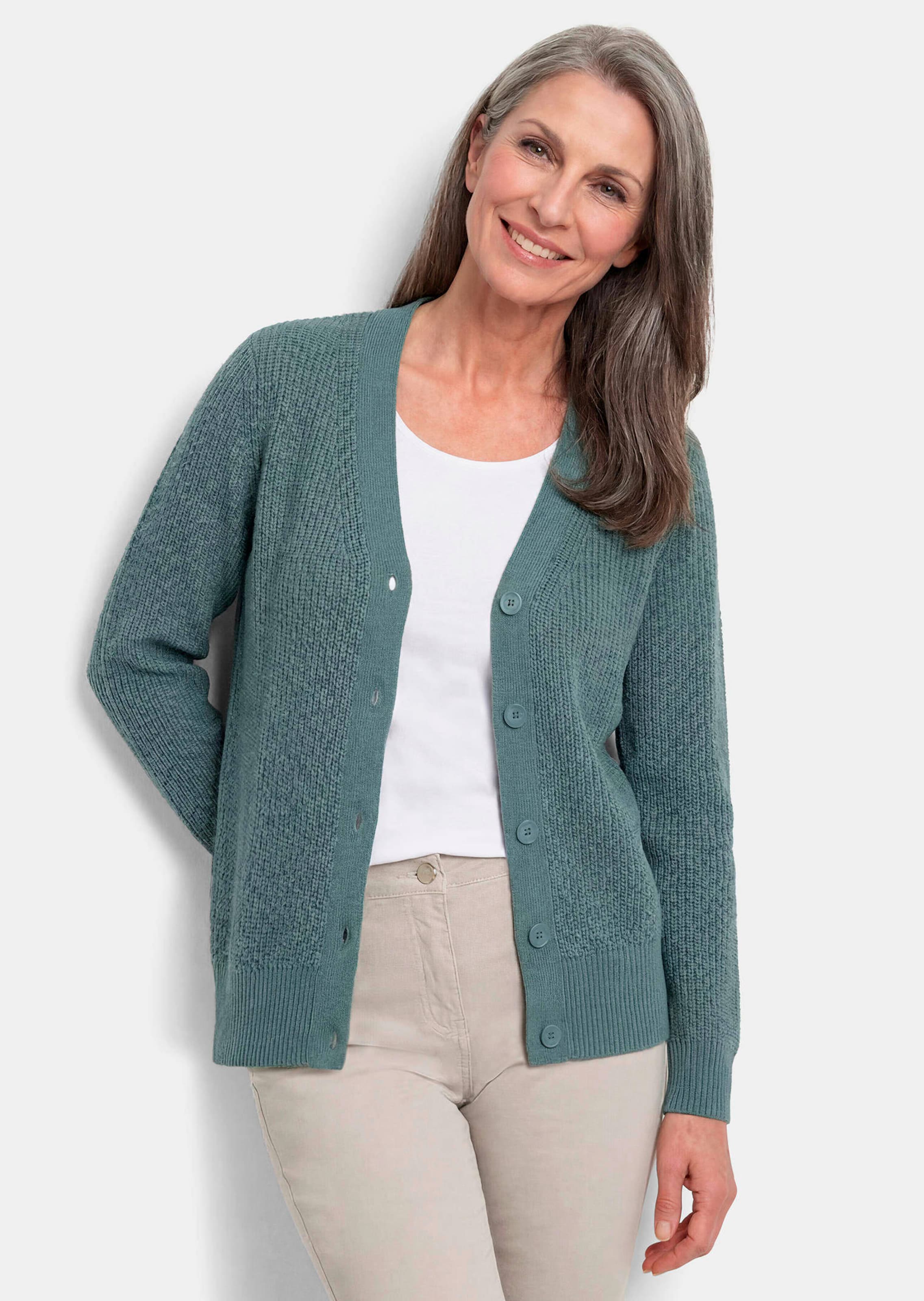 Onderhoudsarm tricot jasje met hoogwaardige ribstructuur