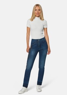 Schlanke Stretch-Jeans mit glanzvollen Nieten thumbnail 3