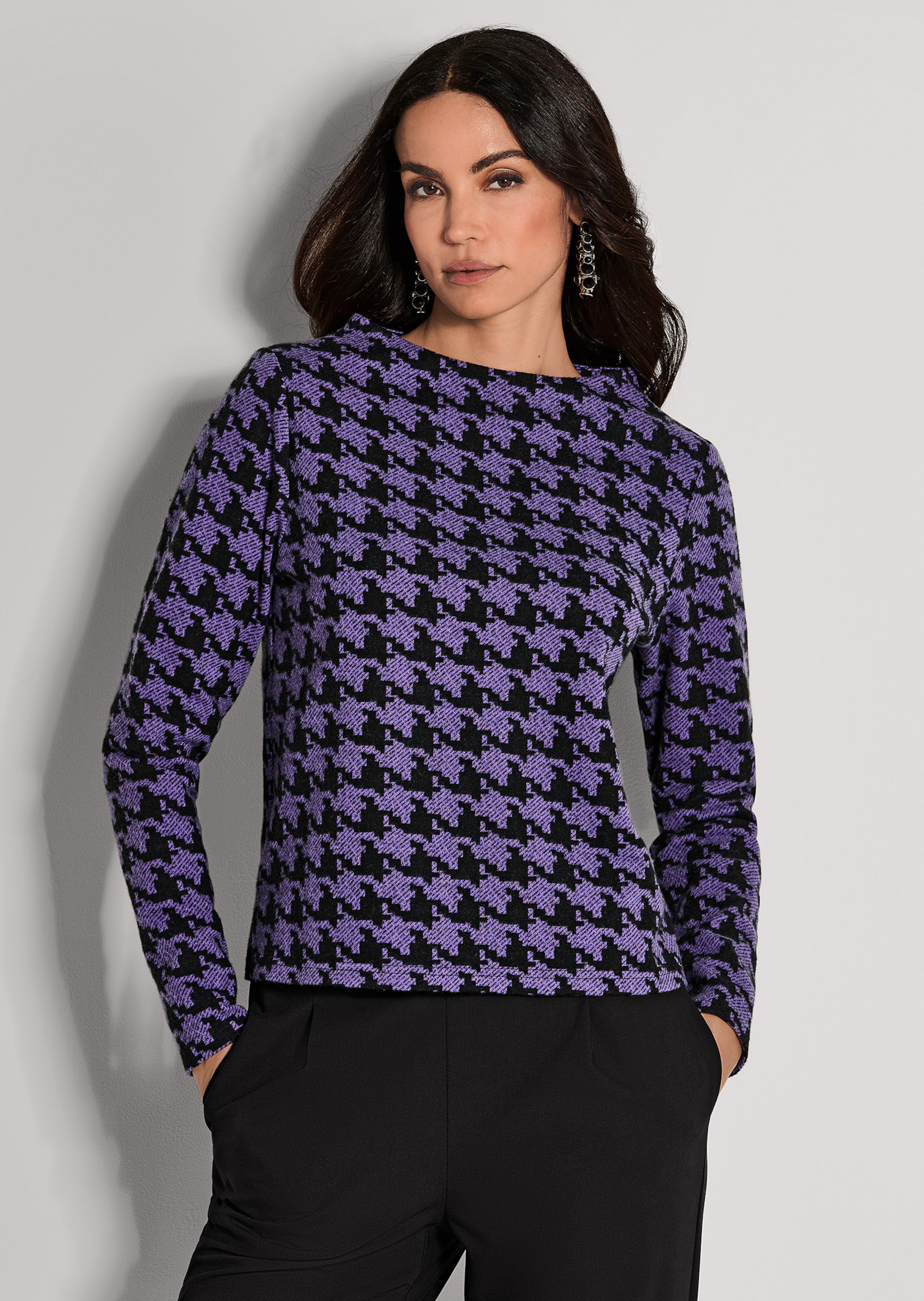 Sweatshirt im Hahnentritt-Design