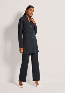 Longline blazer with subtle pinstripes thumbnail 3