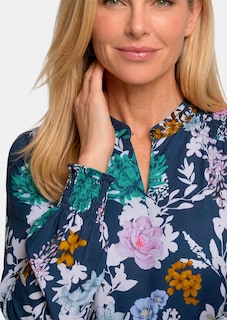 Gedessineerde blouse met smokdetails thumbnail 5