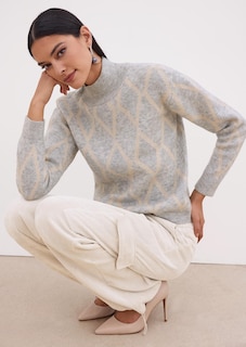 Glitzernder Pullover mit Rauten-Muster thumbnail 1