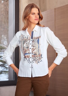 Hemdbluse mit Ethno-Print und Ziersteinen thumbnail 1