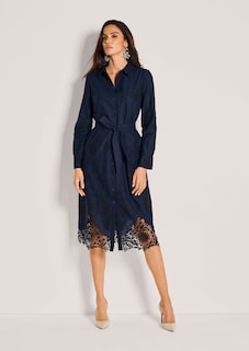 Robe chemise brodée avec dentelle thumbnail 3