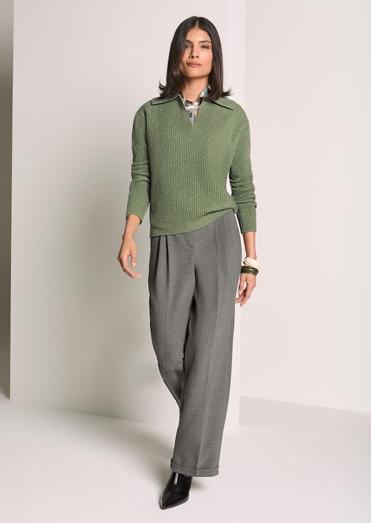Pantalon à jambes larges avec bride décorative aspect cuir