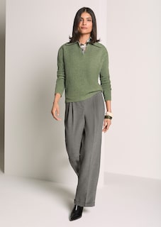 Pantalon à jambes larges avec bride décorative aspect cuir thumbnail 1