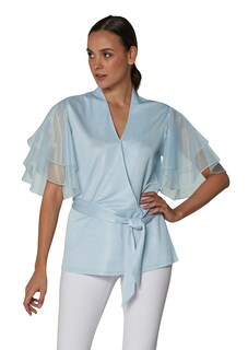 Bluse im Metallic-Look mit transparenten Ärmeln thumbnail 2
