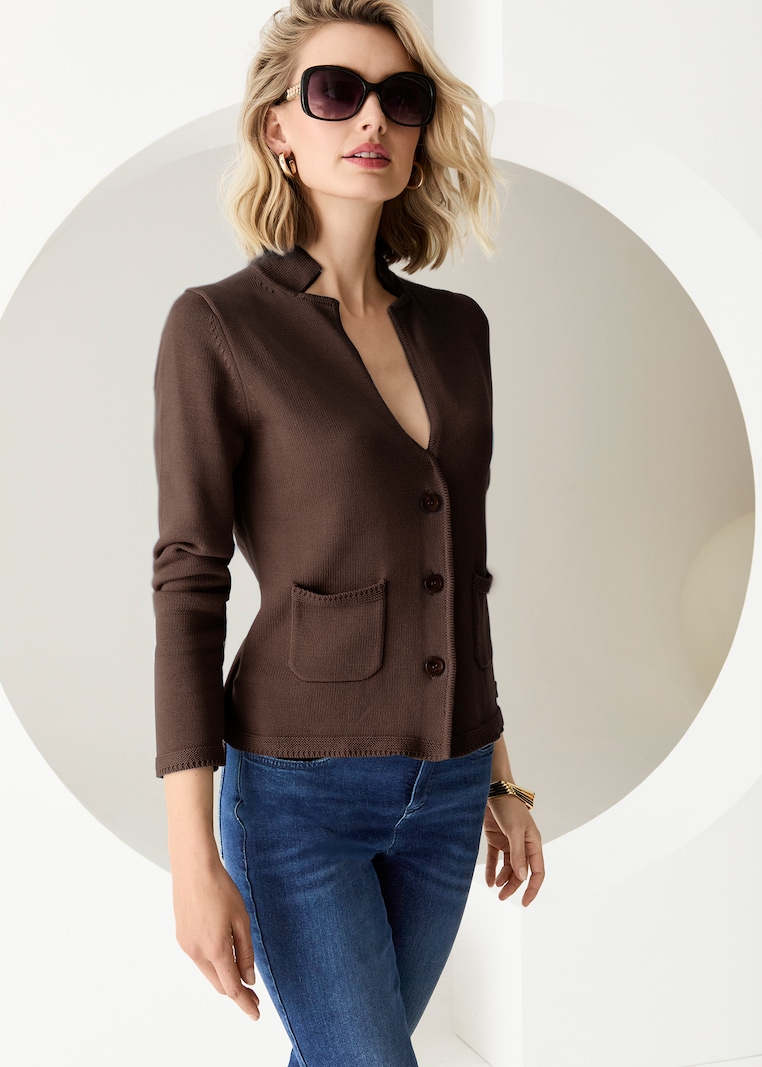 Knitted cotton blazer