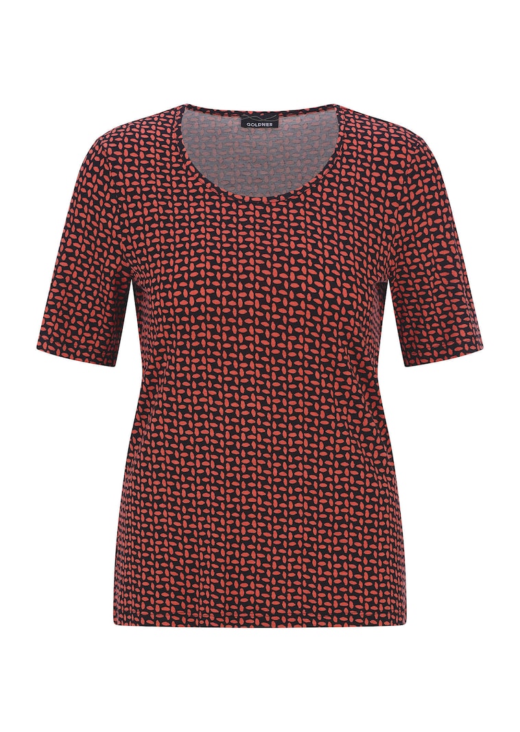 Shirt van viscose met geometrische minimal print