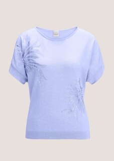 Kurzarm-Pullover mit glanzvollem Floral-Print thumbnail 7