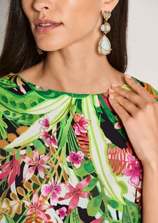 Robe avec imprimé style tropical et manches 3/4 thumbnail 6