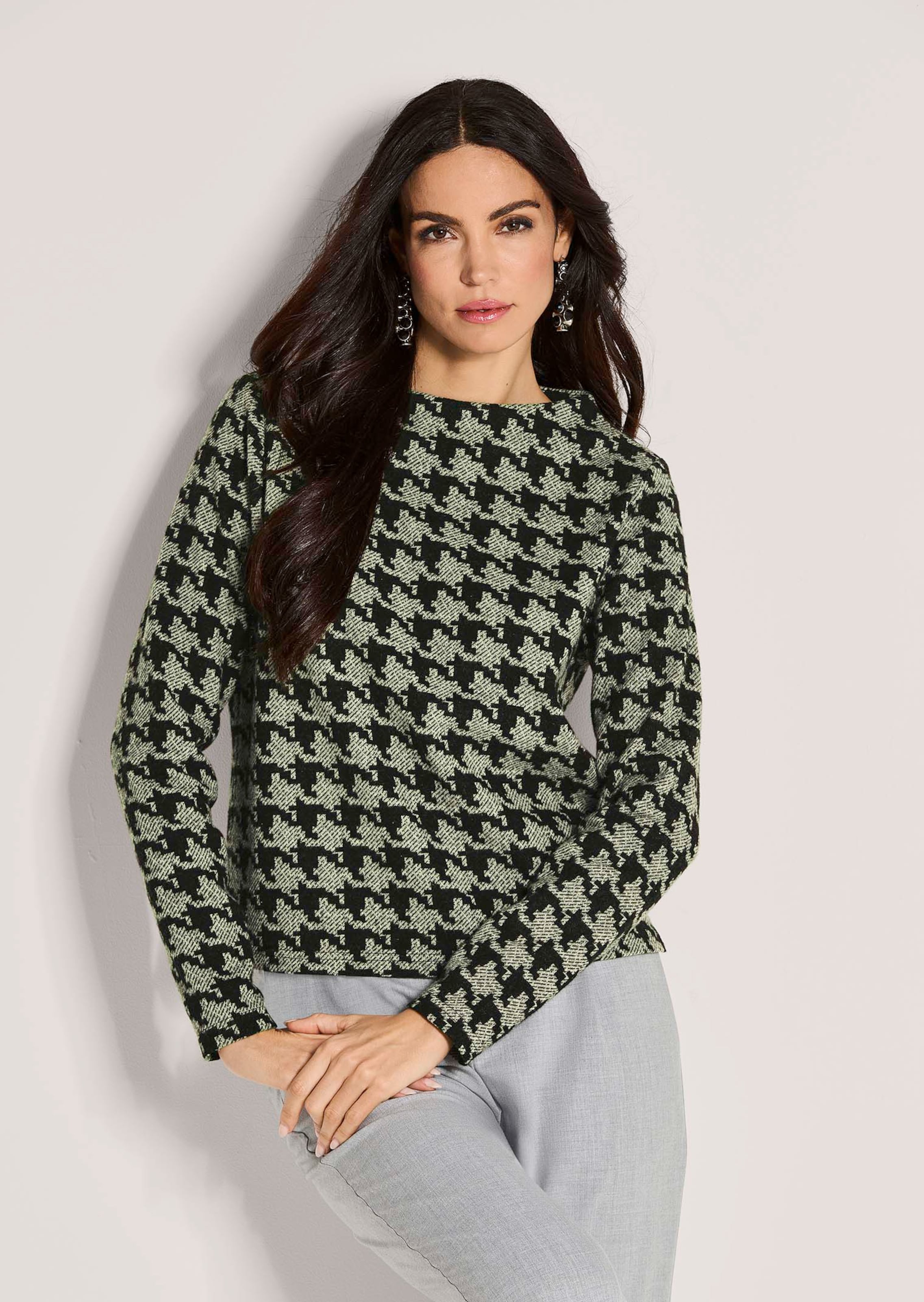 Sweatshirt im Hahnentritt-Design