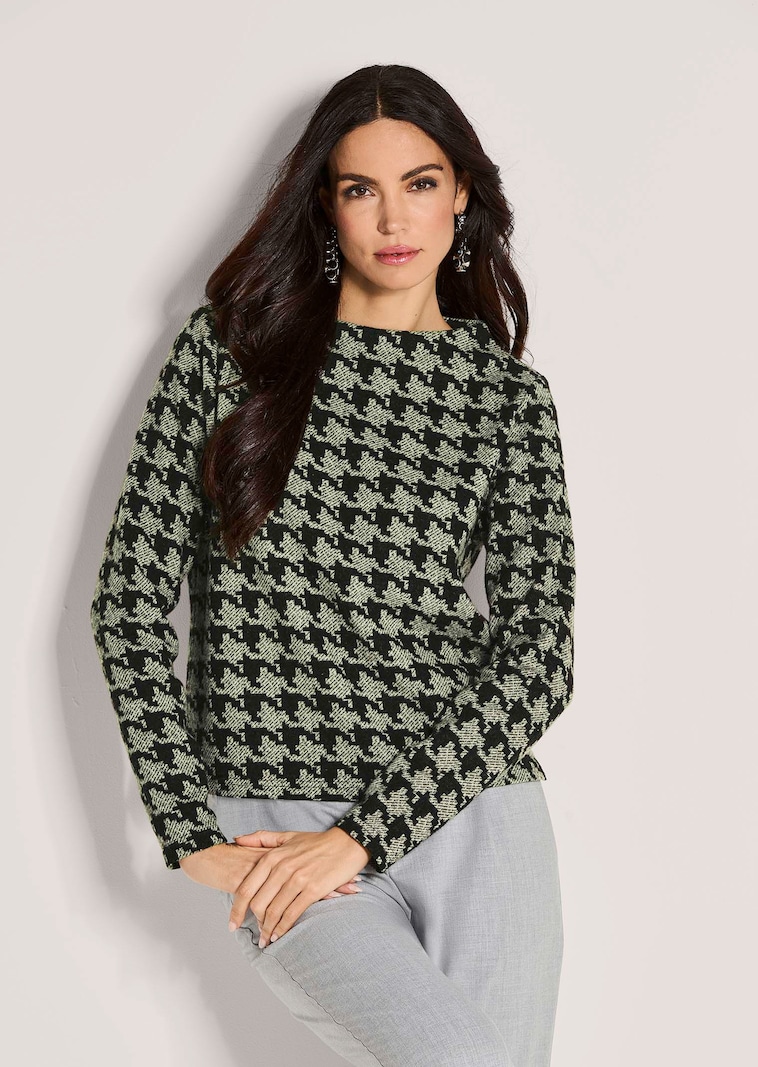 Sweatshirt met pied-de-poule-motief