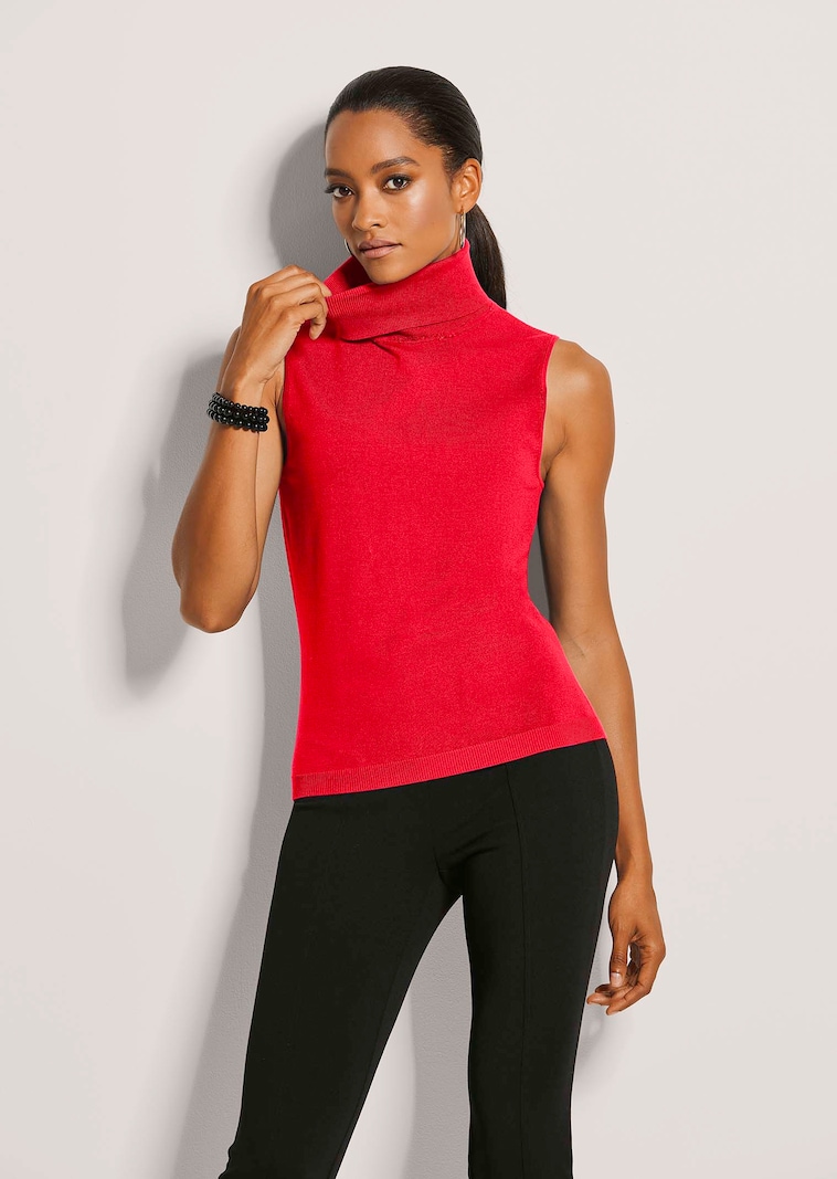 Ärmelloser Rollkragenpullover