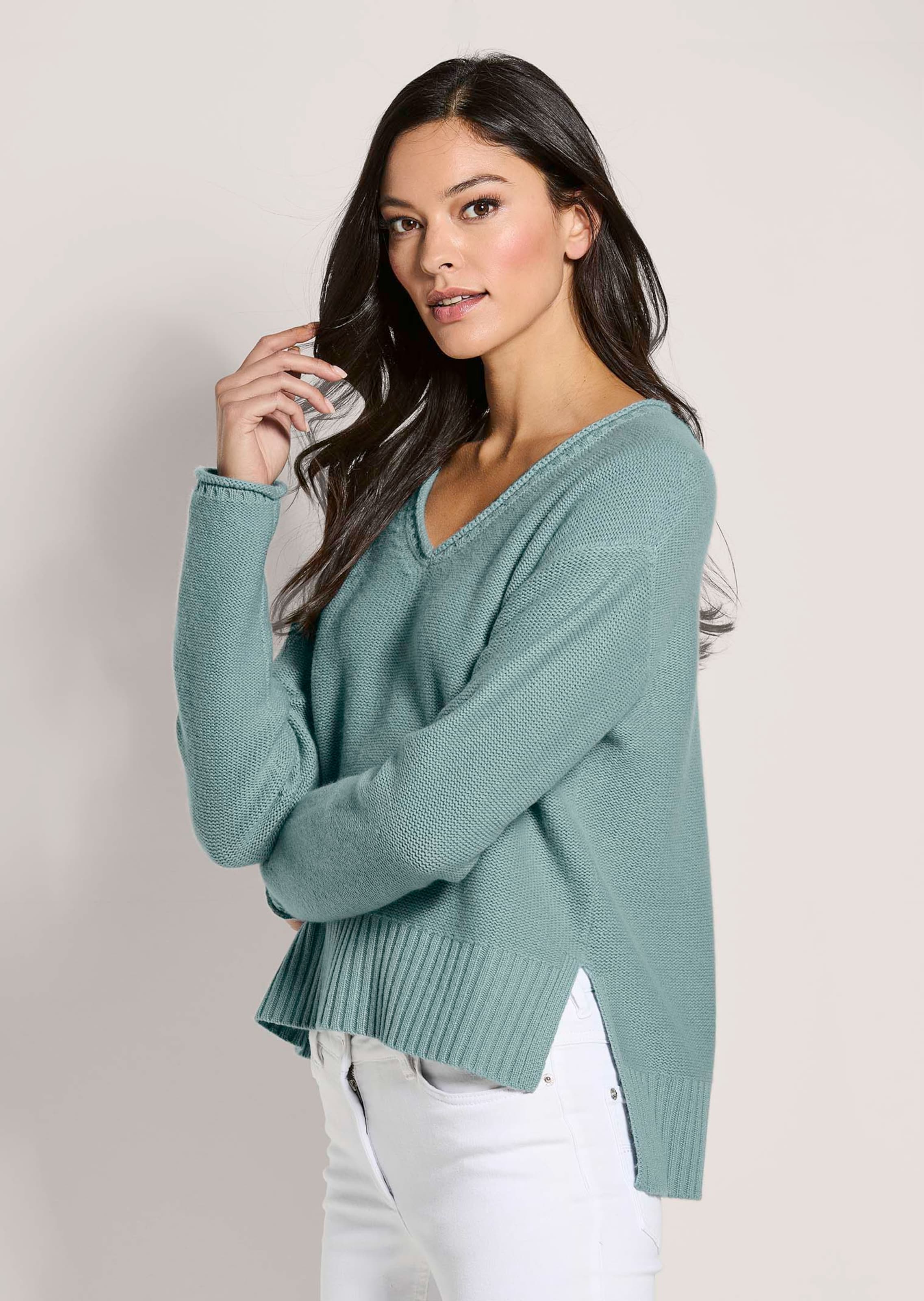Pull en cachemire à bords roulottés
