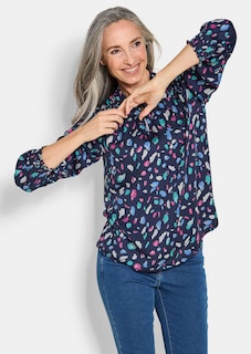 Satin-Bluse mit Smok-Details thumbnail 4