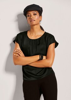 Kurze Satin-Bluse in trendstarker A-Linie thumbnail 5