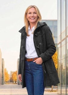 Klassieke duffelse coat van de fijnste mix met wol thumbnail 9