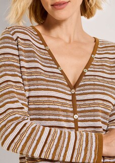 Narrow cardigan with multicoloured stripe pattern thumbnail 6
