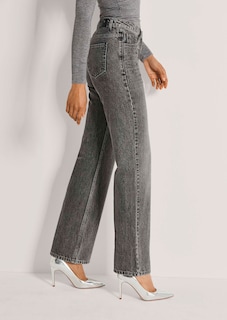 Jean large à coupe droite avec détails en strass thumbnail 5