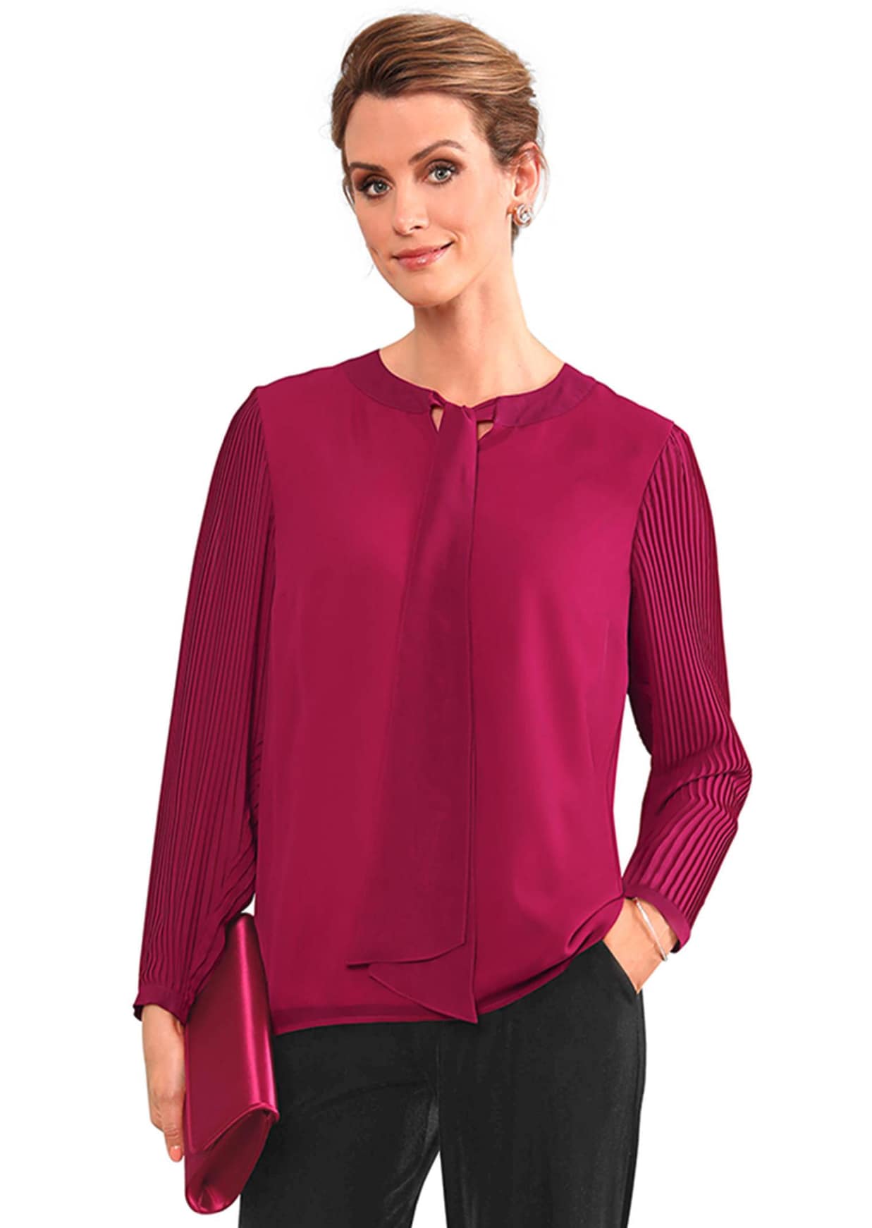Schluppenbluse mit aufregenden Plisseedetails