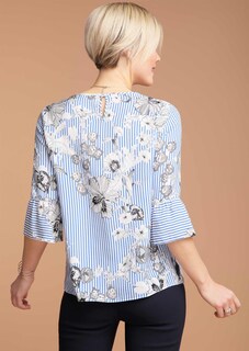 Luftige Druckbluse mit modischen Volantärmeln thumbnail 3