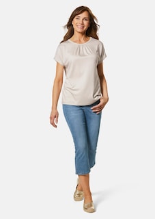 Comfortabel shirt met ronde hals van glanzend materiaal thumbnail 2