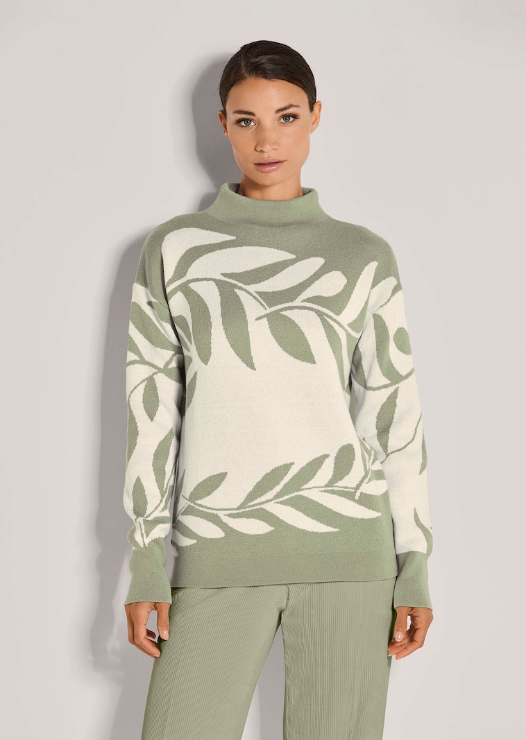 Pull jacquard à motif floral
